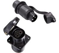 SPARKMOTO 3 Pin Tractor Plug and 3 Pin Tractor Socket, 12V 3 Pin Waterproof Trailer Plug Trailer Socket,Tractor 3 Pin Male Plug Female Socket For Agricultural Machines Tractor (4 Mounting Holes B)