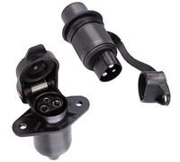 SPARKMOTO 3 Pin Trailer Plug 3 Pin Trailer Socket,3 Pin Waterproof Tractor Plug Socket Connectors, Tractor 3 Pin Plug Socket Suitable For Agricultural Machinery Tractor Trailer (2 Mounting Holes C)
