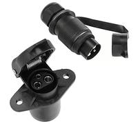 SPARKMOTO 3 Pin Trailer Plug and 3 Pin Trailer Socket,3 Pin Waterproof Tractor Plug Socket Connectors,Tractor 3Pin Plug Socket For Agricultural Machinery Trailer Tractor 3Pole Plug(2 Mounting Holes A)