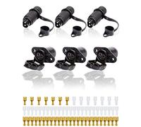 SPARKMOTO 3 Sets 3 Pin Trailer Plug and 3 Pin Trailer Socket,12V 24V Waterproof 3 Pin Tractor Plug Socket Connectors,Tractor 3 Pin Plug 3 Pin Socket For Agricultural Machinery Tractor Trailer (3 sets)