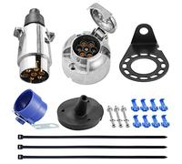 SPARKMOTO 7 Pin Metal Trailer Plug Trailer Socket,With Complete Installation Accessories,12V Waterproof Aluminium Trailer Plug Trailer Socket For Car Boat Trailer Caravan (Rubber Cap)