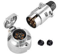 SPARKMOTO 7 Pin Trailer Metal Plug Socket,12V 7 Pin Metal Trailer Plug Socket Aluminium Trailer Wiring Plug Socket Metal Trailer Male plug Female socket 7pin Caravan RV Tow bar Plug socket (Screw Cap)