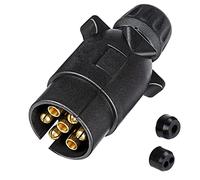 SPARKMOTO 7 Pin Trailer Plug, 7 Pin Male Trailer Plug, 12V 7 Pole Trailer Plug Waterproof Auto Lamp Connector Towing plug, Trailer Plug For Boat Trailer Truck RV Cars Caravan Adapter Plug (Screw Cap)