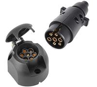 SPARKMOTO 7 Pin Trailer plug and 7pin Trailer socket,12V 7 Pin Trailer Plug Socket,7Pin Towing plug socket,7 Pole Trailer Wiring Connector Towbar adapter plug socket for Caravan RV Car Van(Rubber Cap)