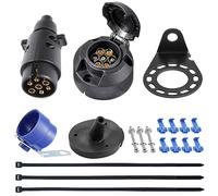 SPARKMOTO 7 Pin Trailer Plug and Socket, 12V RV Caravan Towing Connector (Rubber Cap)
