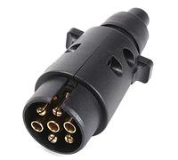 SPARKMOTO 7 Pin Trailer Plug Male,12V 7Pin Trailer Male Plug Waterproof Trailer Light Connector,Trailer Towbar Towing Plug Connector For RV Car Semitrailers Motorhome Caravan Adapter plug(Rubber Cap)