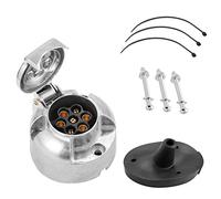 SPARKMOTO 7 Pin Trailer Socket Metal,12V 7Pole Metal Trailer Socket With Rubber Gasket Kit, Aluminium Trailer Female Socket 12V Waterproof Trailer Wiring Socket Connector For RV Car Caravan Motorhome