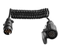 SPARKMOTO Trailer Extension Cable 7pin Plug To 13pin Socket,12V Trailer Spiral Extension Lead, Trailer Adapter Cable 2.8M Working Length(net length 3.2M),caravan plug extension lead,car socket adapter