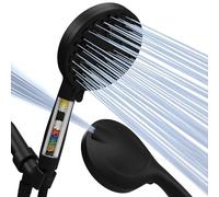 SparkPod 10-Mode Filtered Shower Head with Hose - 5" High Pressure Shower Heads with Filter - Handheld Shower Head Filter with Built-in Power Jet, Stainless 6ft Hose and Bracket (Black Matte)