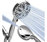 SparkPod 10 Spray Setting High Pressure Shower Head - Luxury 5" High Flow Hand Held Shower Head with High Pressure Jets - Handheld with Stainless Steel Hose & Bracket (Luxury Polished Chrome)