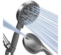 SparkPod 10 Spray Setting High Pressure Shower Head - Luxury 5" High Flow Hand Held Shower Head with High Pressure Jets - Handheld with Stainless Steel Hose & Bracket (Titanium Charcoal Grey)