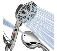 SparkPod 10 Spray Setting Shower Head with Handheld - Luxury 5" High Flow Hand Held Shower Head with High Pressure Jets, Premium Stainless Steel 6ft. Hose & Bracket (Polished Chrome, with Filter)