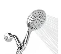 SparkPod 6 Spray Setting High Pressure Hand Held Shower Head - 6" Wide Angle Handheld Shower Head Set with Brass Swivel Ball Bracket and 70 Inch Long Hose - Luxury Design (Luxury Polished Chrome)