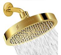 SparkPod Fixed Shower Head - High Pressure Rain - Luxury Modern Look - Easy No-Tool Installation - Perfect Adjustable Replacement for Your Bathroom Shower Heads (15 cm Round, Egyptian Gold)