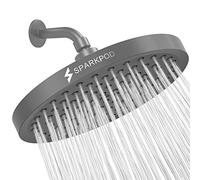 SparkPod Fixed Shower Head - High Pressure Rain - Luxury Modern Look - Easy No-Tool Installation - Perfect Adjustable Replacement for Your Bathroom Shower Heads (20 cm Round, Titanium Charcoal Grey)