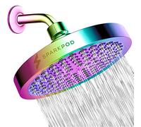 SparkPod Fixed Shower Head - High Pressure Rain - Luxury Modern Look - Easy No-Tool Installation - Perfect Adjustable Replacement for Your Bathroom Shower Heads (15 cm Round, Radiant Rainbow)