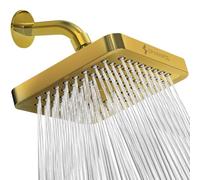 SparkPod Fixed Shower Head - High Pressure Rain - Luxury Modern Look - Easy No-Tool Installation - Perfect Adjustable Replacement for Your Bathroom Shower Heads (15 cm Square, Egyptian Gold)