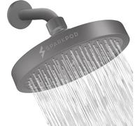 SparkPod Fixed Shower Head - High Pressure Rain - Luxury Modern Look - Easy No-Tool Installation - Perfect Adjustable Replacement for Your Bathroom Shower Heads (15 cm Round, Titanium Charcoal Grey)