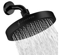 SparkPod Fixed Shower Head - High Pressure Rain - Luxury Modern Look - Easy No-Tool Installation - Perfect Adjustable Replacement for Your Bathroom Shower Heads (15 cm Round, Midnight Black Matte)