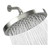 SparkPod Fixed Shower Head - High Pressure Rain - Luxury Modern Look - Easy No-Tool Installation - Perfect Adjustable Replacement for Your Bathroom Shower Heads (20 cm Round, Elegant Brushed Nickel)