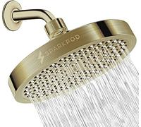 SparkPod Fixed Shower Head - High Pressure Rain - Luxury Modern Look - Easy No-Tool Installation - Perfect Adjustable Replacement for Your Bathroom Shower Heads (15 cm Round, Polished Antique Brass)