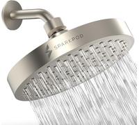 SparkPod Fixed Shower Head - High Pressure Rain - No-Tool Installation - Adjustable Replacement - Shower Heads - Bathroom Essential - Durable ABS Plastic - Modern Look - Brushed Nickel Shower Head