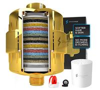 SparkPod High Output Shower Filter Capsule- Rejuvenates Skin and Hair Health (Reduces Eczema & Dandruff), Filters Chlorine, Heavy Metals and Impurities | 1-min Installation, (Gold)