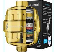 SparkPod High Output Shower Filter Capsule- Rejuvenates Skin and Hair Health (Reduces Eczema & Dandruff), Filters Chlorine, Heavy Metals and Impurities | 1-min Installation (Gold, New Formula)