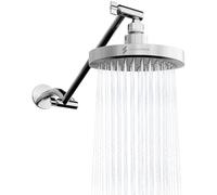 SparkPod Round Rain Shower Head with Extension Arm - Height Adjustable Shower Head with High Pressure Performance - Easy 1-Minute Installation (11" Arm Extension, Luxury Polished Chrome)