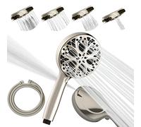 SparkPod Shower Head and Hose Set - High Pressure Showerhead with 10 Spray Settings - Luxury 5" Handheld High Power Shower Heads with High Pressure Jets - Brushed Nickel (No Filter)