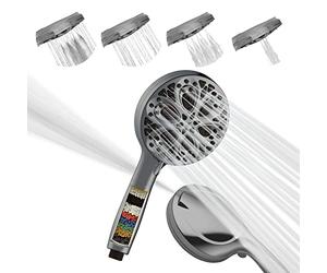 SparkPod Shower Head High Pressure with Filter and 10 Spray Settings - Luxury 5" Handheld High Power Shower Heads with High Pressure Jets - Showerhead with Filter and 10 Functions - Charcoal Grey