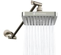 SparkPod Square Rain Shower Head with Shower Head Extension Arm - High Pressure Rain - Luxury Modern Look - No Hassle Tool-less 1-Min Installation (16