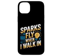 Sparks Fly When I Walk In Funny Electrician Case for iPhone 14 Plus
