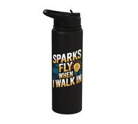 Sparks Fly When I Walk in Funny Electrician Stainless Steel Insulated Water Bottle