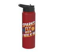 Sparks Fly When I Walk in Funny Electrician Stainless Steel Insulated Water Bottle