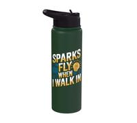 Sparks Fly When I Walk in Funny Electrician Stainless Steel Insulated Water Bottle