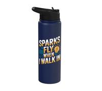 Sparks Fly When I Walk in Funny Electrician Stainless Steel Insulated Water Bottle