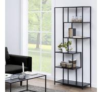 sparks wooden bookcase tall with 5 shelves in ash black