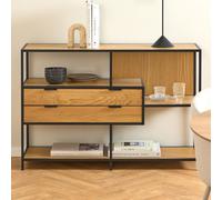 sparks wooden bookcase with 2 drawers 3 shelves in wild oak