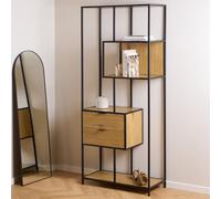 sparks wooden bookcase with 2 drawers 4 shelves in wild oak