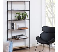 sparks wooden bookcase with 5 shelves in oak and ash black