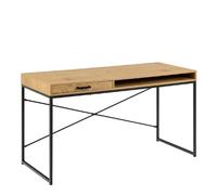 sparks wooden laptop desk with 1 drawer and metal frame in oak