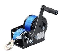 SPARKWHIZ Boat Trailer Winch Hand Winch 3500lbs Heavy Duty Hook with 33ft (10m) Polyester Strap Hand Crank Winch, Two Way Ratchet Boat Winch for Trailer Truck ATV Boat