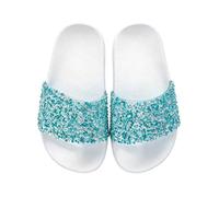 Sparky Beach Sliders for Kids Girls Rhinestone Glitter Summer Slide Sandals Toddler Cute Pool Vacation Holiday Anti-Slip Lightweight Slippers Casual Flip Flops Shoes (Sky Blue, 12.5 big child)