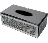 Sparky Glass Tissue Box With Crystal Crushed Diamonds, Table Napkin Holder, 25cm, Silver