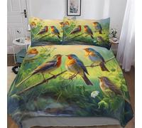 Sparrow Bird Duvet Cover Set Microfibre Soft Quilt Covers Easy Care Cover Bedding Sets with Pillowcase for Teen Adult Kids Double (200x200cm)