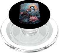 Sparrow Bird Surrounded By Floral Petals Feathers Exotic PopSockets PopGrip for MagSafe