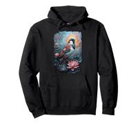 Sparrow Bird Surrounded By Floral Petals Feathers Exotic Pullover Hoodie