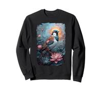 Sparrow Bird Surrounded By Floral Petals Feathers Exotic Sweatshirt