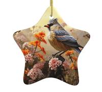 Sparrow Birds Sing Christmas Ceramic Star Ornaments Christmas Tree Decorations Home Party Decorations